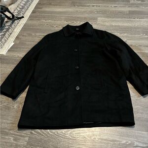 St. John's Bay Black Wool-Blend Men's Pea Top Coat XL, Preppy, Business, Modern